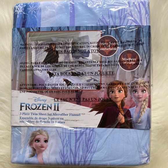 NEW Disney Frozen II Kids Microfiber Flannel 3-Pc Twin Sheet Set - Frozen Forest - Picture 1 of 6